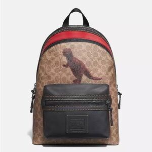 Men's Coach Brown and Black Backpack with Red Accent Rexy